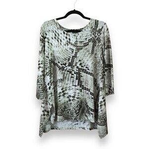 Clara Sun Woo Snake Print 3/4 Sleeve Tunic Gray Beige Size Small